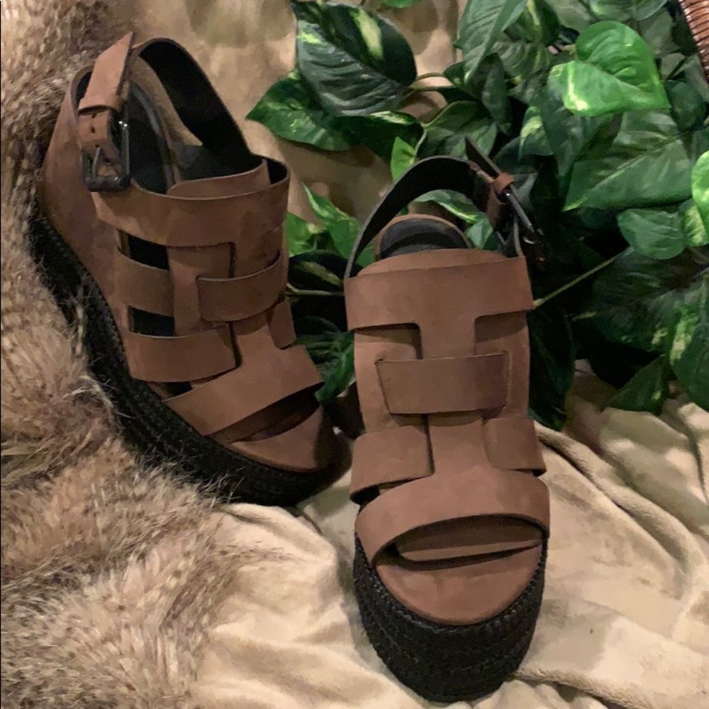 All Saints Marzee Two Tone Platform Wedge Sandal - Picture 11 of 16